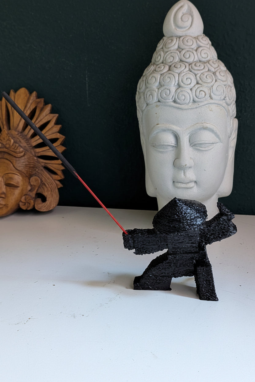 Samurai Anime Incense Holder – Matte Black